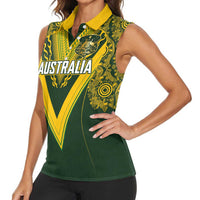 Australia Rugby Custom Women Sleeveless Polo Shirt Aboriginal Art Sporty Style - Polynesian Pride