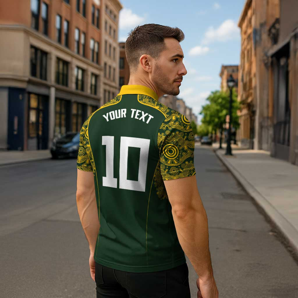 Australia Rugby Custom Zipper Polo Shirt Aboriginal Art Sporty Style - Polynesian Pride