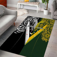 Aotearoa Australia Rugby Area Rug Maori and Aboriginal Art Sporty Style - Polynesian Pride