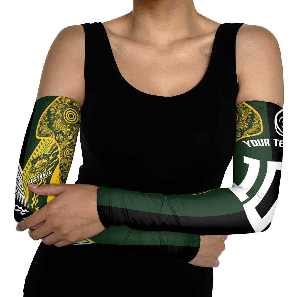 Aotearoa Australia Rugby Custom Arm Sleeves Maori and Aboriginal Art Sporty Style - Polynesian Pride