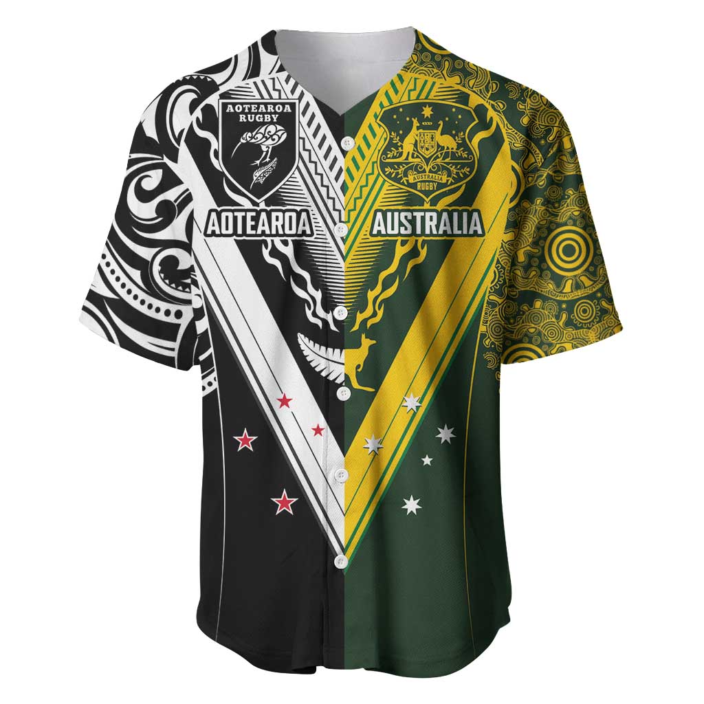 Aotearoa Australia Rugby Custom Baseball Jersey Maori and Aboriginal Art Sporty Style - Polynesian Pride