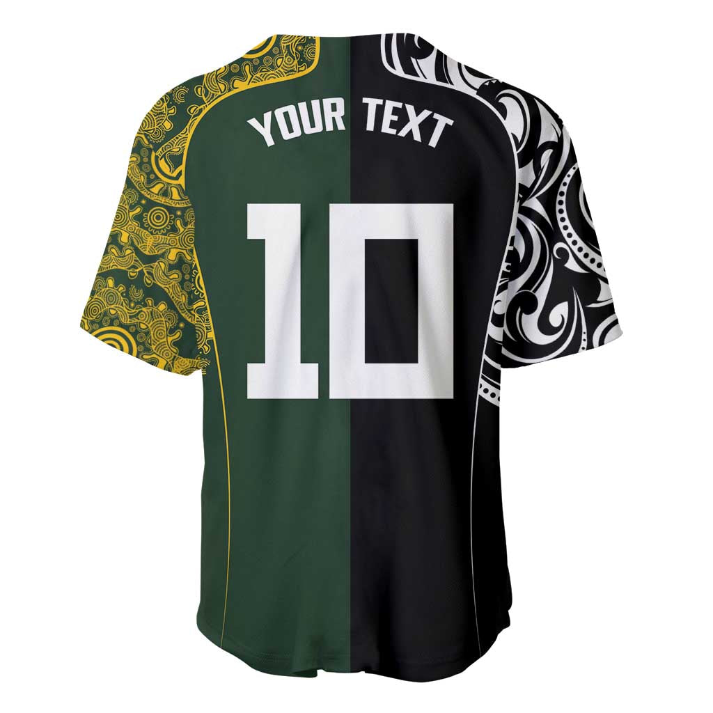 Aotearoa Australia Rugby Custom Baseball Jersey Maori and Aboriginal Art Sporty Style - Polynesian Pride