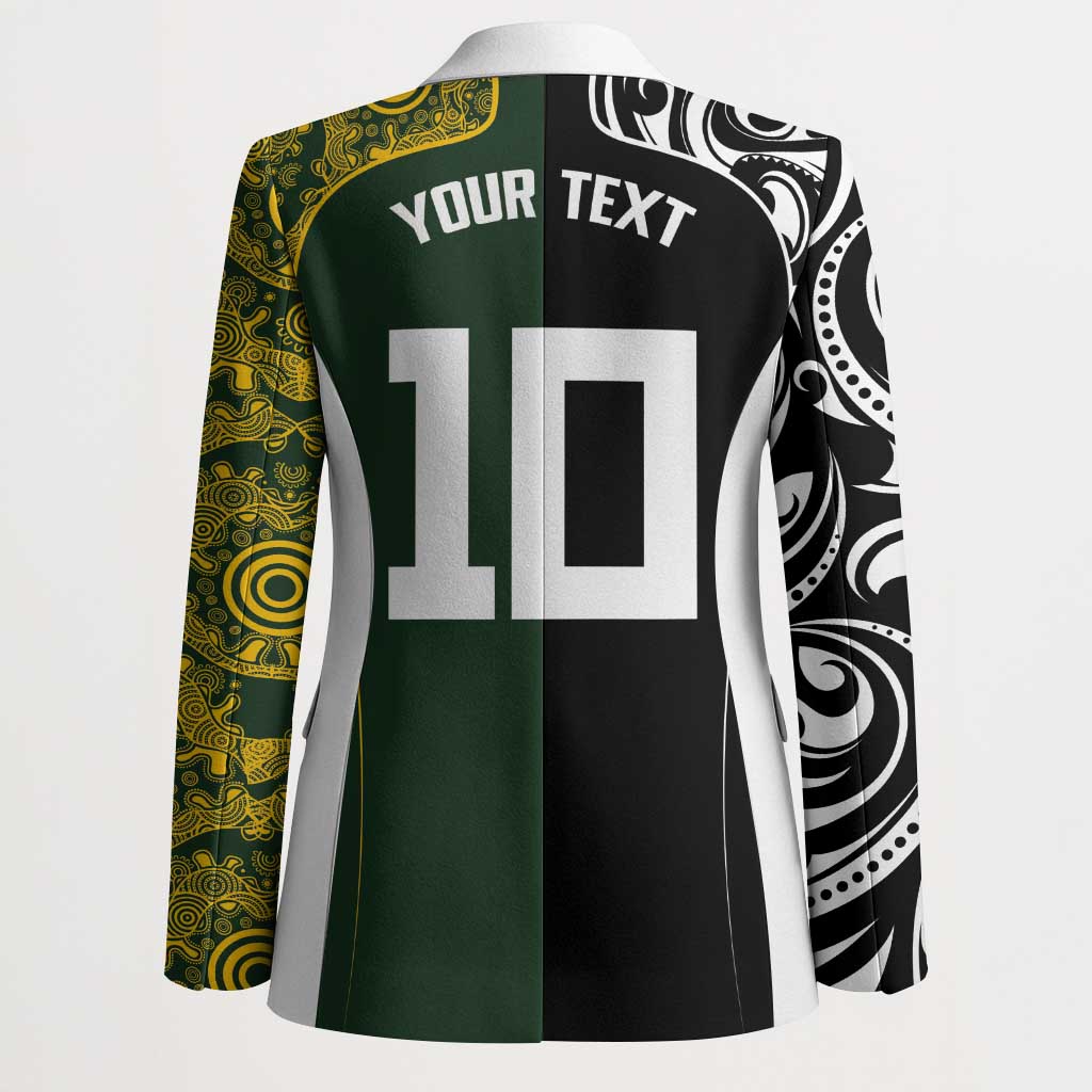 Aotearoa Australia Rugby Custom Blazer Maori and Aboriginal Art Sporty Style - Polynesian Pride