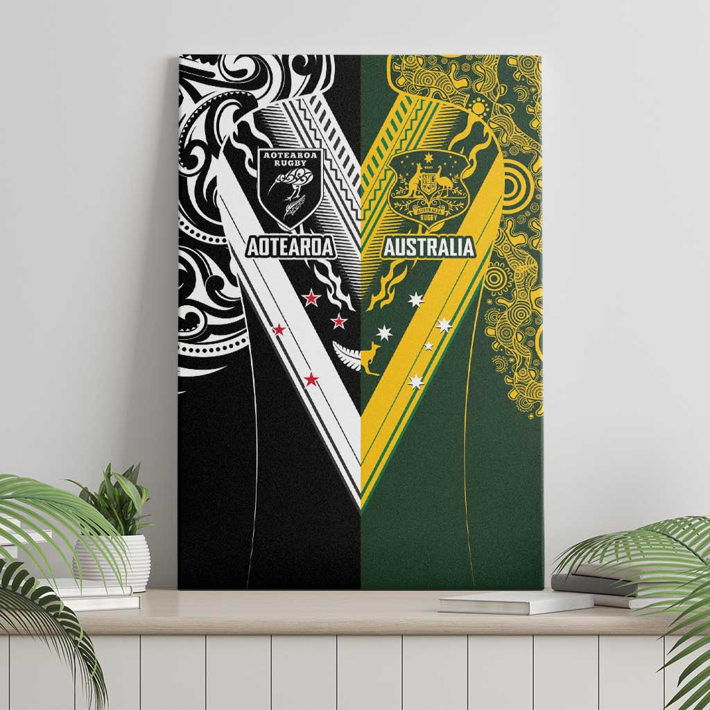 Aotearoa Australia Rugby Canvas Wall Art Maori and Aboriginal Art Sporty Style - Polynesian Pride