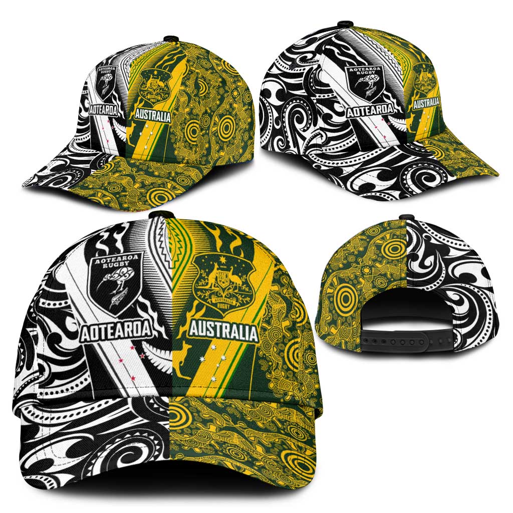 Aotearoa Australia Rugby Classic Cap Maori and Aboriginal Art Sporty Style - Polynesian Pride
