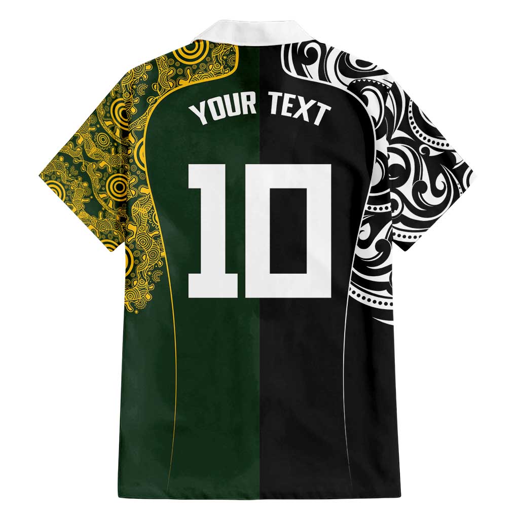 Aotearoa Australia Rugby Custom Family Matching Summer Maxi Dress and Hawaiian Shirt Maori and Aboriginal Art Sporty Style - Polynesian Pride