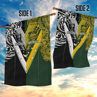 Aotearoa Australia Rugby Garden Flag Maori and Aboriginal Art Sporty Style - Polynesian Pride