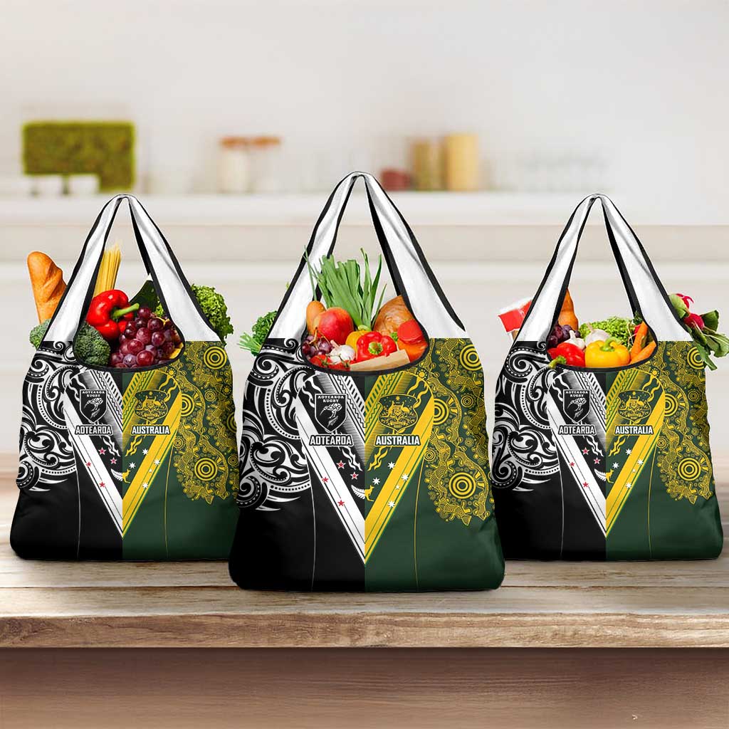 Aotearoa Australia Rugby Grocery Bag Maori and Aboriginal Art Sporty Style - Polynesian Pride