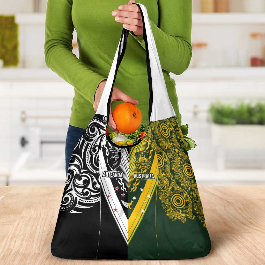 Aotearoa Australia Rugby Grocery Bag Maori and Aboriginal Art Sporty Style - Polynesian Pride
