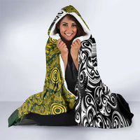 Aotearoa Australia Rugby Hooded Blanket Maori and Aboriginal Art Sporty Style - Polynesian Pride