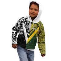 Aotearoa Australia Rugby Custom Kid Hoodie Maori and Aboriginal Art Sporty Style - Polynesian Pride