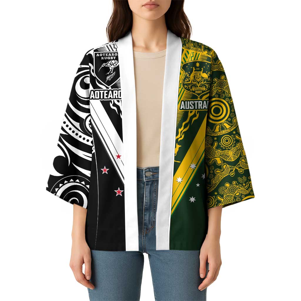 Aotearoa Australia Rugby Custom Kimono Maori and Aboriginal Art Sporty Style - Polynesian Pride