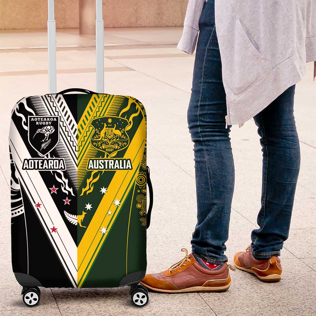 Aotearoa Australia Rugby Luggage Cover Maori and Aboriginal Art Sporty Style - Polynesian Pride