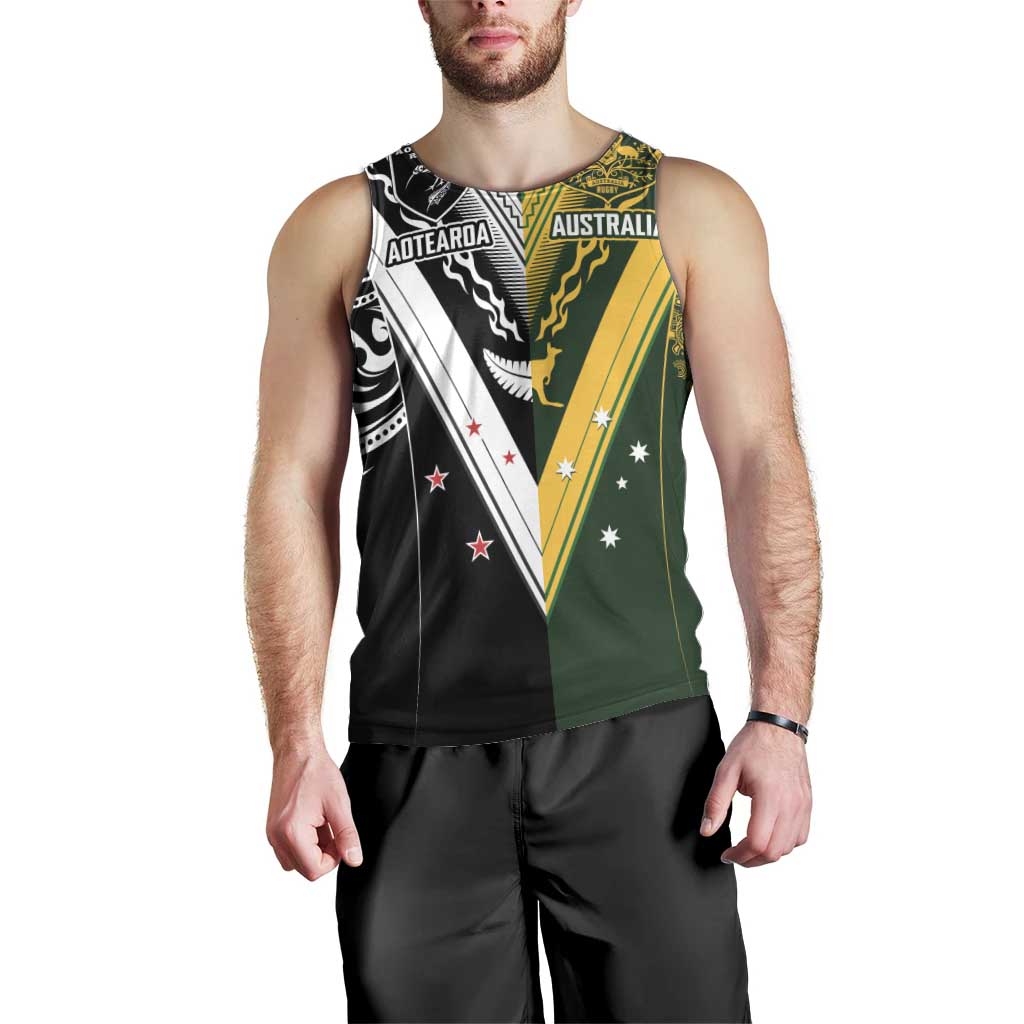 Aotearoa Australia Rugby Custom Men Tank Top Maori and Aboriginal Art Sporty Style - Polynesian Pride