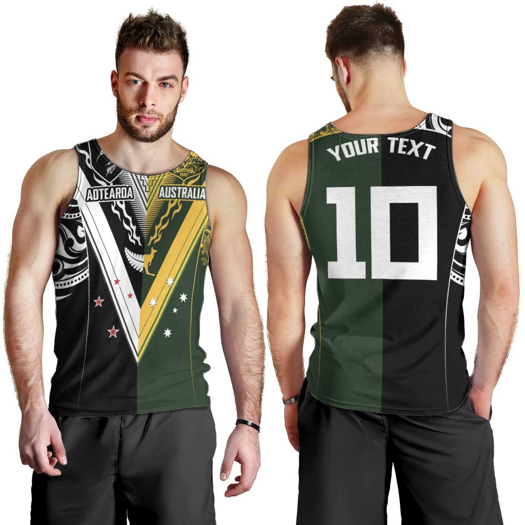 Aotearoa Australia Rugby Custom Men Tank Top Maori and Aboriginal Art Sporty Style - Polynesian Pride