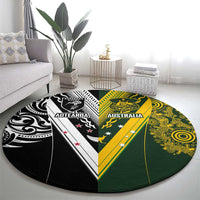Aotearoa Australia Rugby Round Carpet Maori and Aboriginal Art Sporty Style - Polynesian Pride