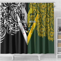Aotearoa Australia Rugby Shower Curtain Maori and Aboriginal Art Sporty Style - Polynesian Pride