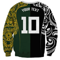 Aotearoa Australia Rugby Custom Sweatshirt Maori and Aboriginal Art Sporty Style - Polynesian Pride