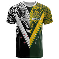 Aotearoa Australia Rugby Custom T Shirt Maori and Aboriginal Art Sporty Style - Polynesian Pride