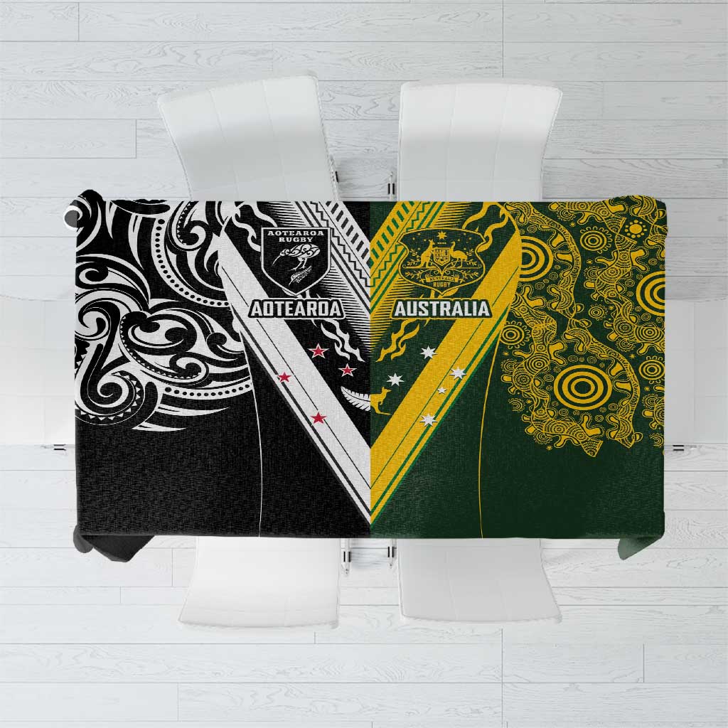 Aotearoa Australia Rugby Tablecloth Maori and Aboriginal Art Sporty Style - Polynesian Pride