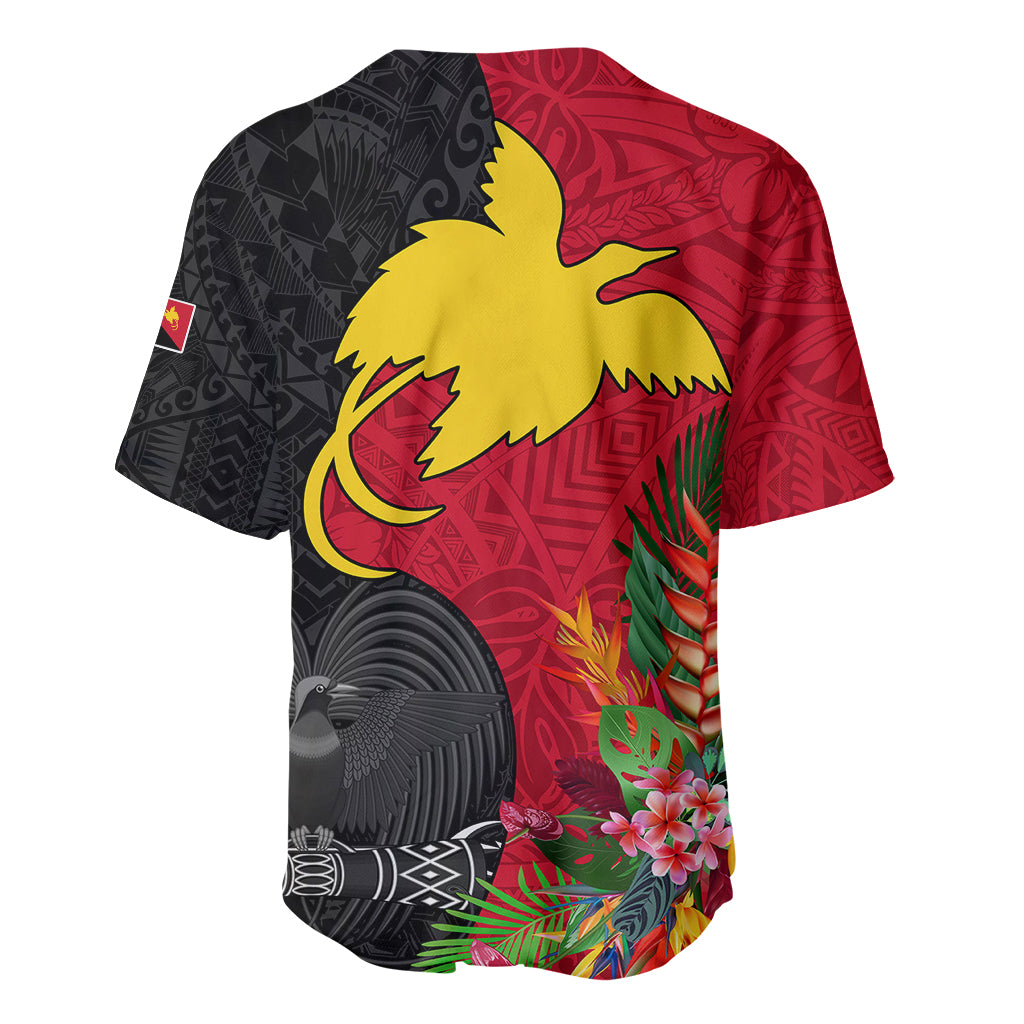 Papua New Guinea Baseball Jersey Birds Of Paradise Mix Tropical Flower Polynesian Pattern LT03 - Polynesian Pride
