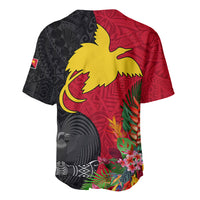 Papua New Guinea Baseball Jersey Birds Of Paradise Mix Tropical Flower Polynesian Pattern LT03 - Polynesian Pride