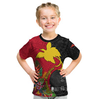 Papua New Guinea Kid T Shirt Birds Of Paradise Mix Tropical Flower Polynesian Pattern LT03 Red - Polynesian Pride