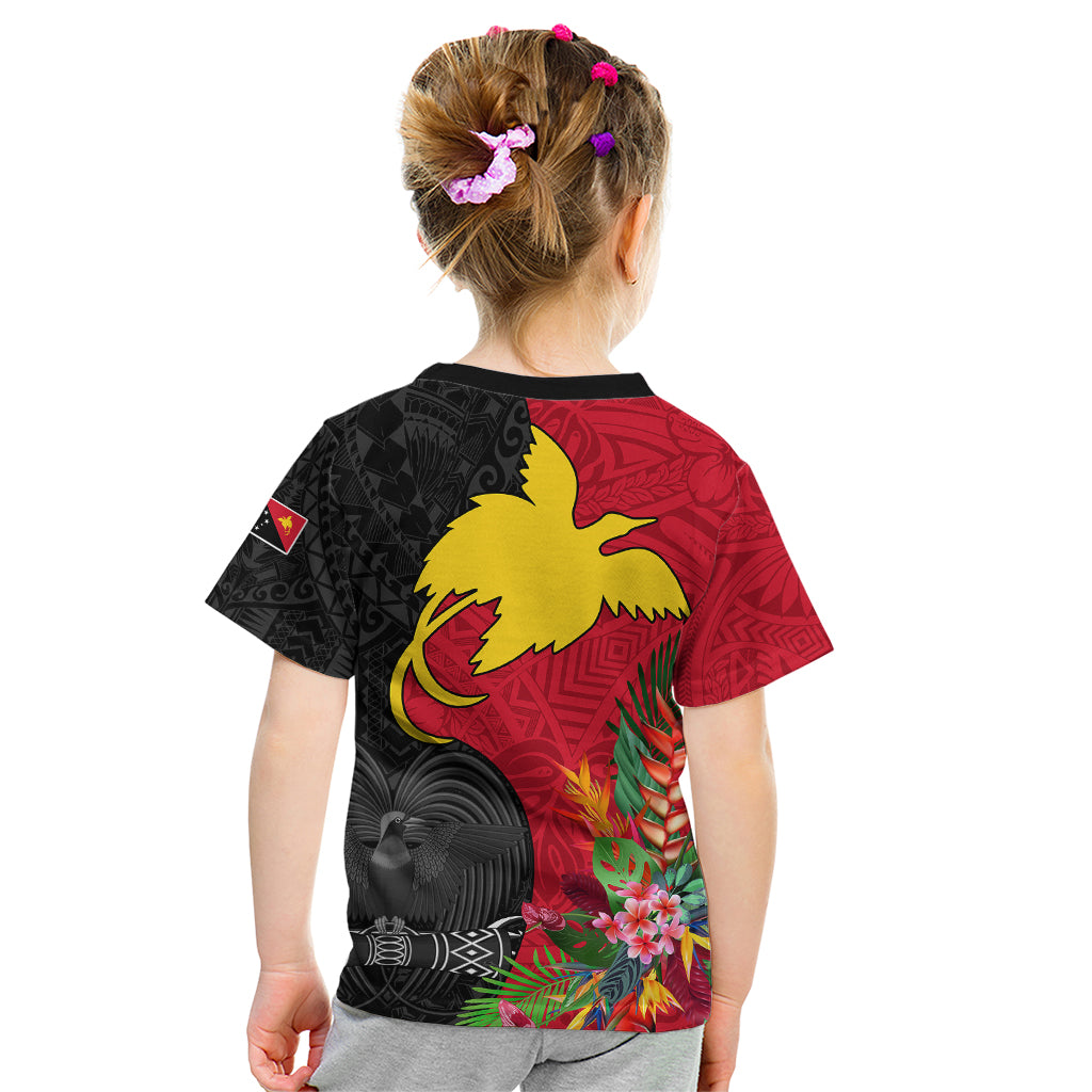 Papua New Guinea Kid T Shirt Birds Of Paradise Mix Tropical Flower Polynesian Pattern LT03 - Polynesian Pride