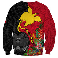Custom Papua New Guinea Sweatshirt Birds Of Paradise Mix Tropical Flower Polynesian Pattern LT03 - Polynesian Pride
