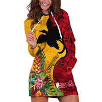Papua New Guinea Hoodie Dress Birds Of Paradise Mix Tropical Flower Polynesian Pattern LT03 Yellow - Polynesian Pride