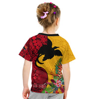 Papua New Guinea Kid T Shirt Birds Of Paradise Mix Tropical Flower Polynesian Pattern LT03 - Polynesian Pride