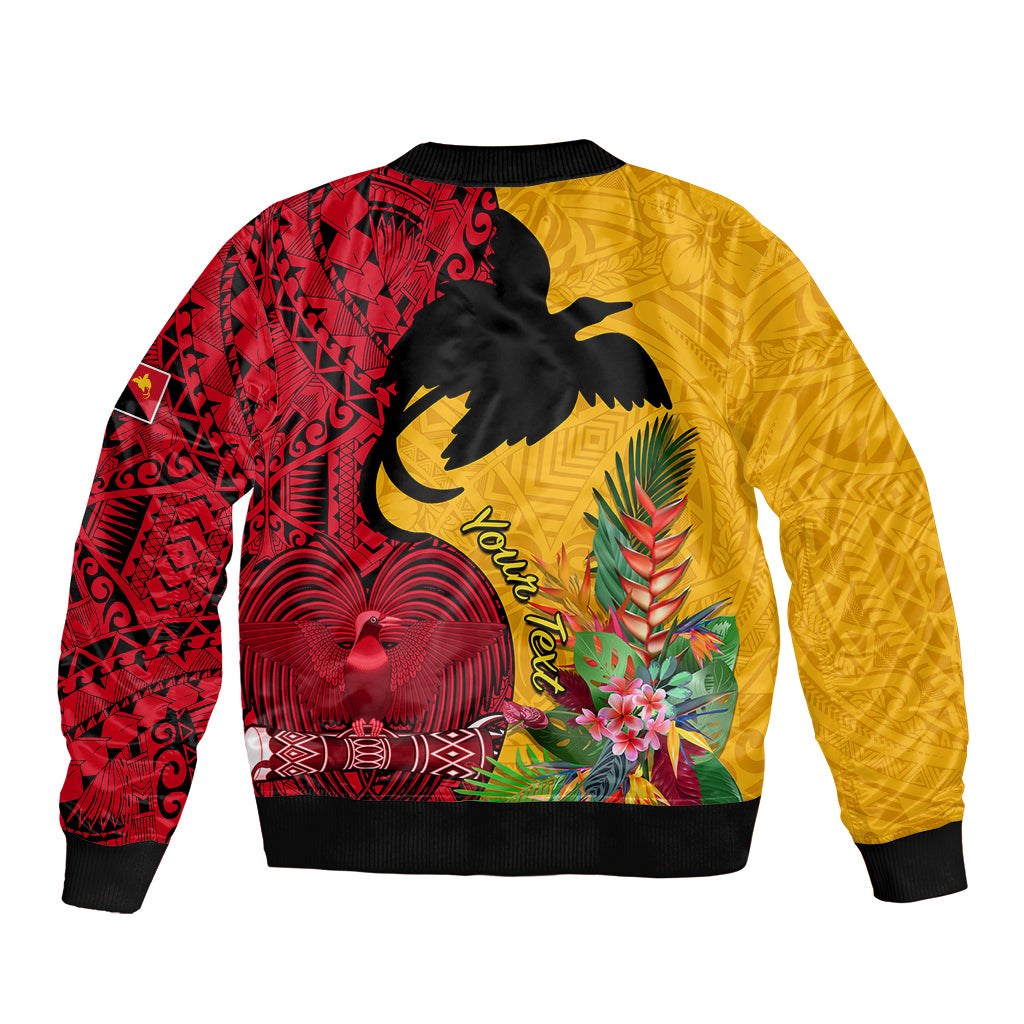 Custom Papua New Guinea Sleeve Zip Bomber Jacket Birds Of Paradise Mix Tropical Flower Polynesian Pattern LT03 - Polynesian Pride