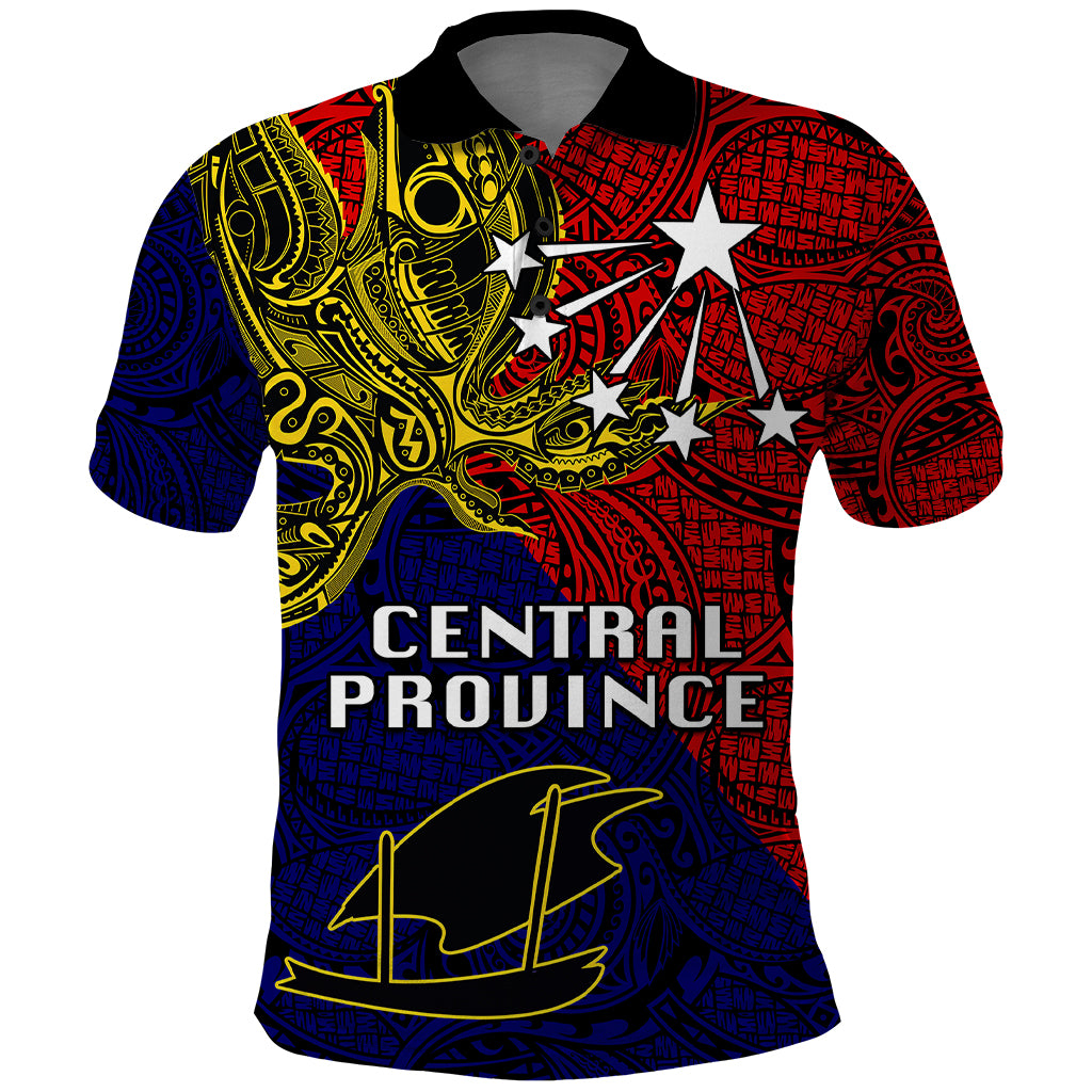 Papua New Guinea Central Province Polo Shirt PNG Birds Of Paradise Polynesian Arty Style LT03 Red - Polynesian Pride