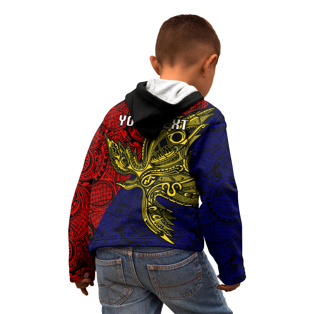 Custom Papua New Guinea Central Province Kid Hoodie PNG Birds Of Paradise Polynesian Arty Style LT03 - Polynesian Pride