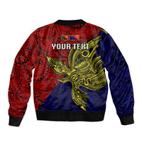 Custom Papua New Guinea Central Province Sleeve Zip Bomber Jacket PNG Birds Of Paradise Polynesian Arty Style LT03 - Polynesian Pride