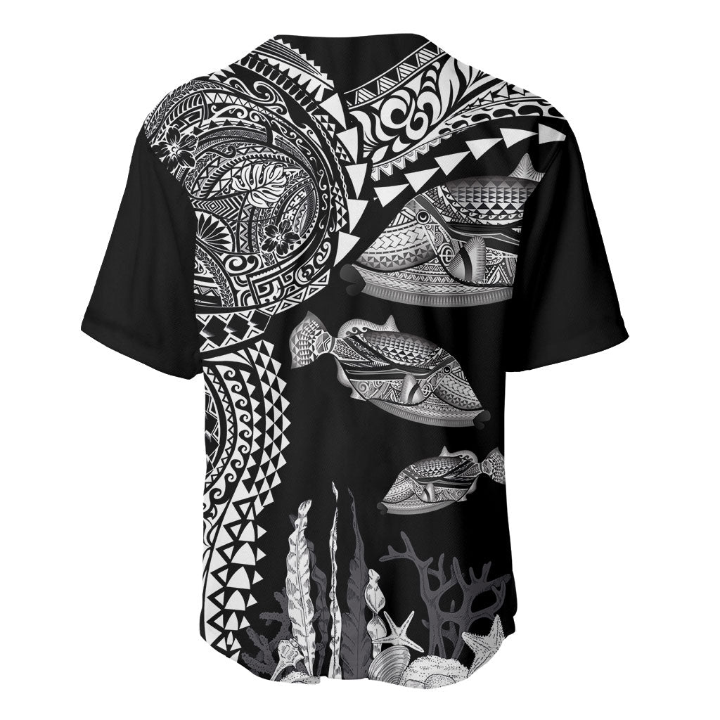 Hawaiian Reef Triggerfish Baseball Jersey Polynesian Art with Tribal Humuhumunukunukuapua'a LT03 - Polynesian Pride