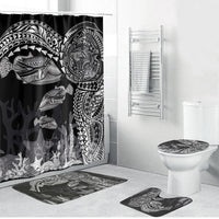 Hawaiian Reef Triggerfish Bathroom Set Polynesian Art with Tribal Humuhumunukunukuapua'a LT03 Bathroom Set (4 pcs) Black - Polynesian Pride