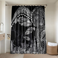 Hawaiian Reef Triggerfish Bathroom Set Polynesian Art with Tribal Humuhumunukunukuapua'a LT03 Shower Curtain Only Black - Polynesian Pride