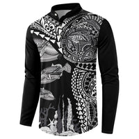 Hawaiian Reef Triggerfish Button Sweatshirt Polynesian Art with Tribal Humuhumunukunukuapua'a LT03 - Polynesian Pride