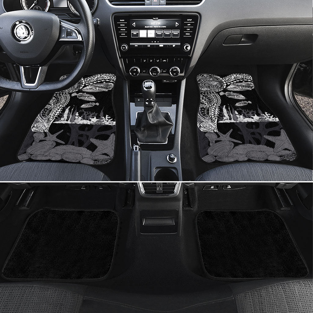 Hawaiian Reef Triggerfish Car Mats Polynesian Art with Tribal Humuhumunukunukuapua'a LT03 Set 4pcs Black - Polynesian Pride