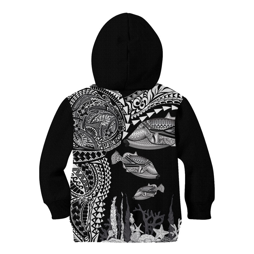 Hawaiian Reef Triggerfish Kid Hoodie Polynesian Art with Tribal Humuhumunukunukuapua'a LT03 - Polynesian Pride