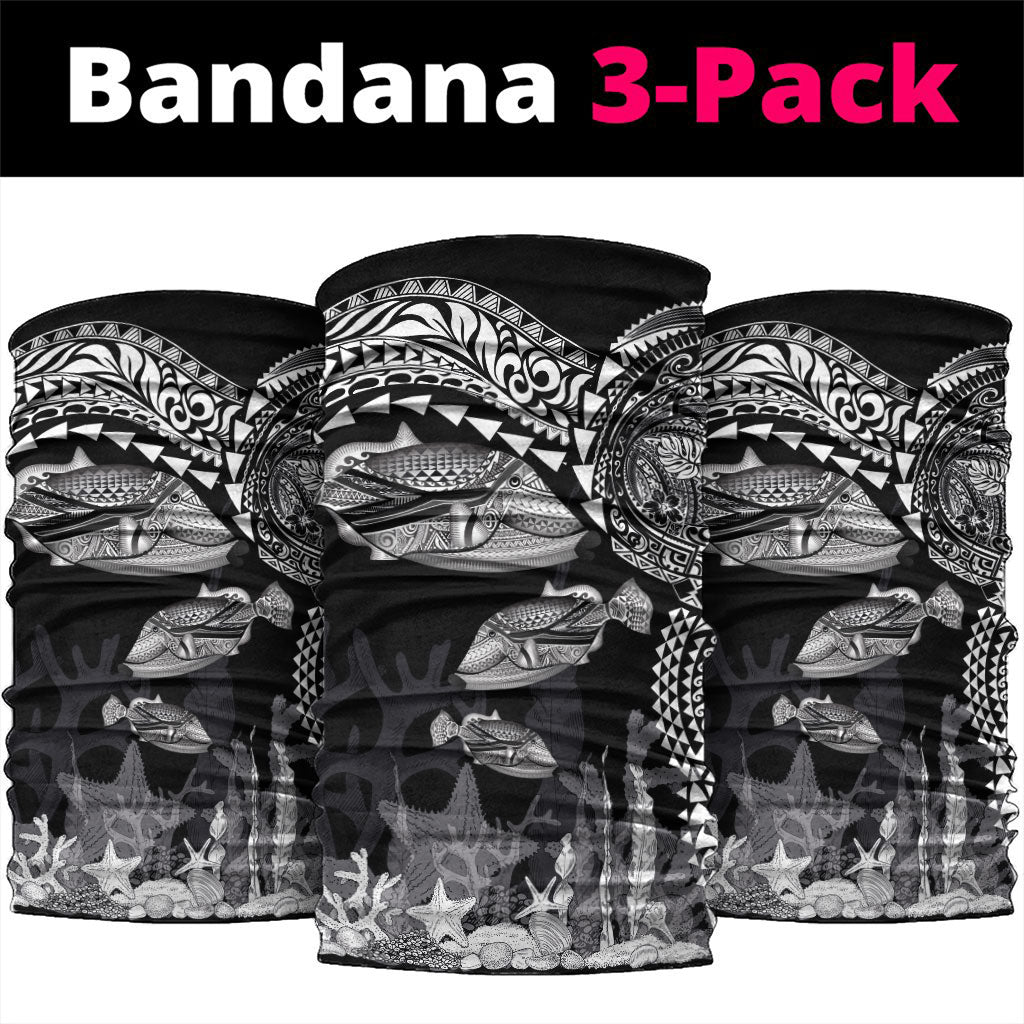 Hawaiian Reef Triggerfish Neck Gaiter Polynesian Art with Tribal Humuhumunukunukuapua'a LT03 package One Size: 25*50cm Black - Polynesian Pride