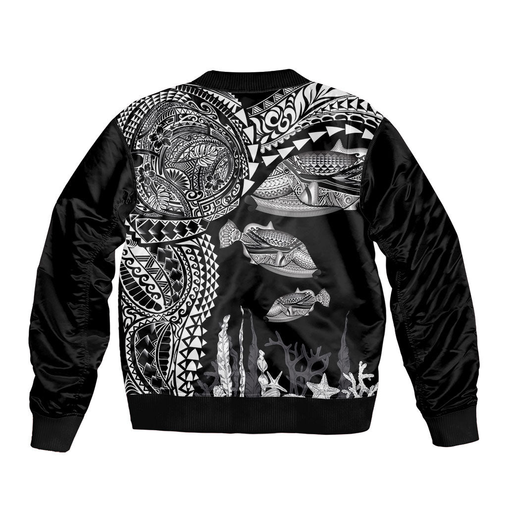 Hawaiian Reef Triggerfish Sleeve Zip Bomber Jacket Polynesian Art with Tribal Humuhumunukunukuapua'a LT03 - Polynesian Pride