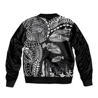Hawaiian Reef Triggerfish Sleeve Zip Bomber Jacket Polynesian Art with Tribal Humuhumunukunukuapua'a LT03 - Polynesian Pride