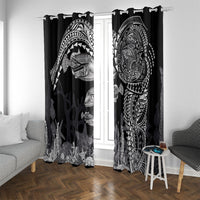 Hawaiian Reef Triggerfish Window Curtain Polynesian Art with Tribal Humuhumunukunukuapua'a LT03 With Grommets Black - Polynesian Pride