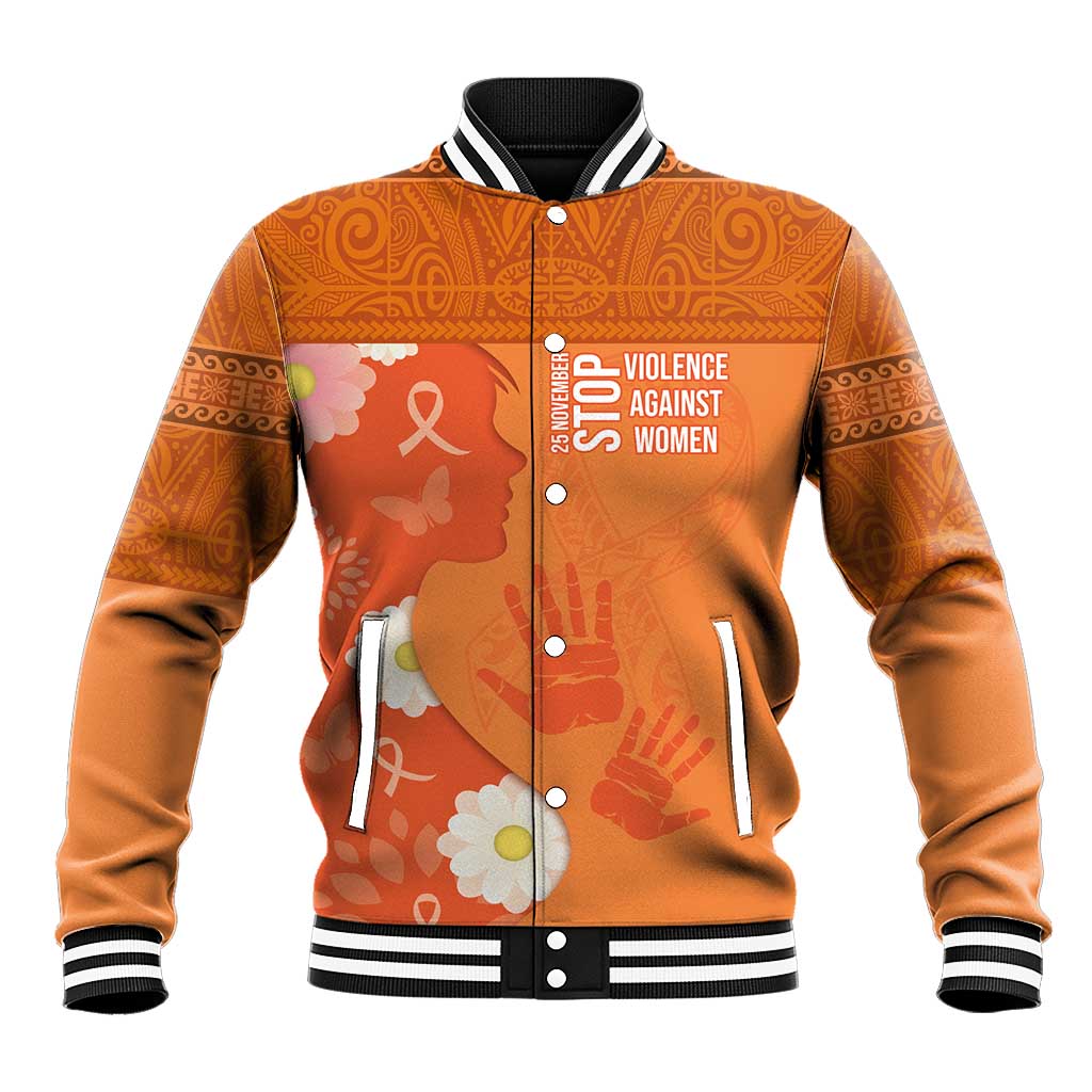 International Day for the Elimination of Violence Against Women Baseball Jacket Polynesian Pattern LT03 Unisex Orange - Polynesian Pride