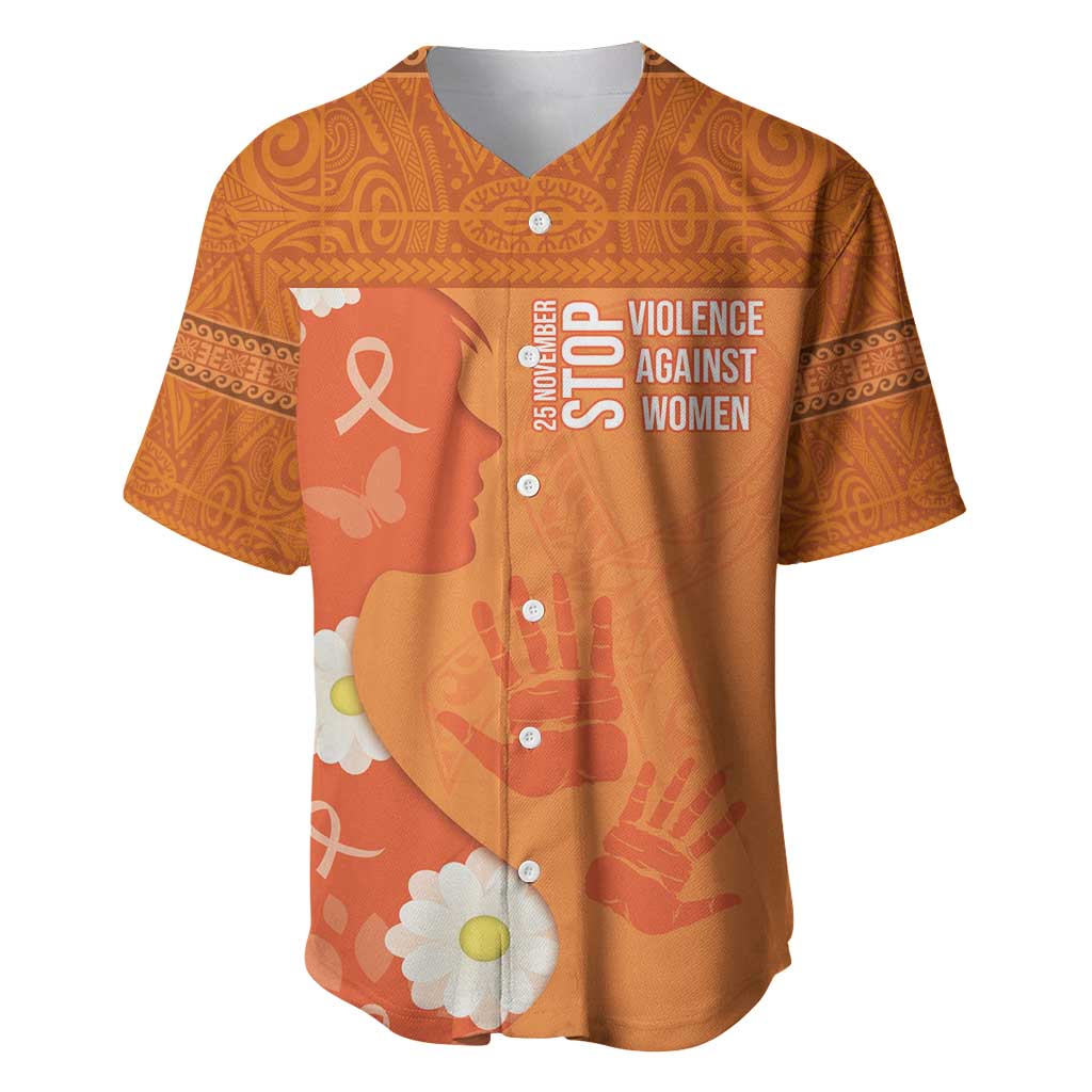 International Day for the Elimination of Violence Against Women Baseball Jersey Polynesian Pattern LT03 Orange - Polynesian Pride