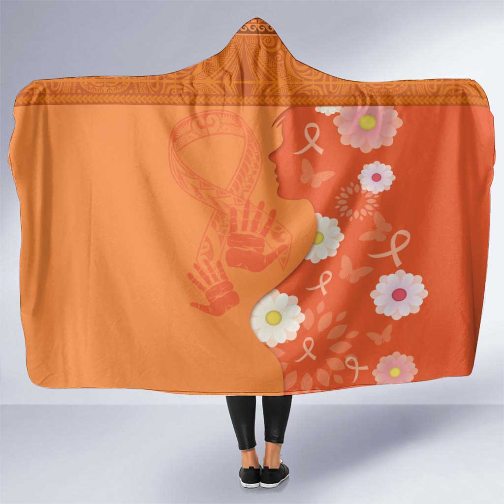 International Day for the Elimination of Violence Against Women Hooded Blanket Polynesian Pattern LT03 One Size Orange - Polynesian Pride