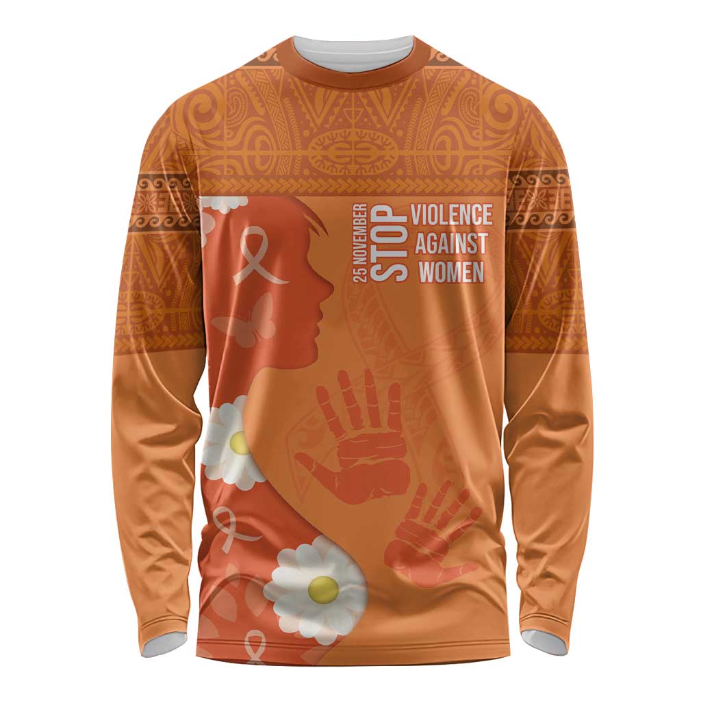 International Day for the Elimination of Violence Against Women Long Sleeve Shirt Polynesian Pattern