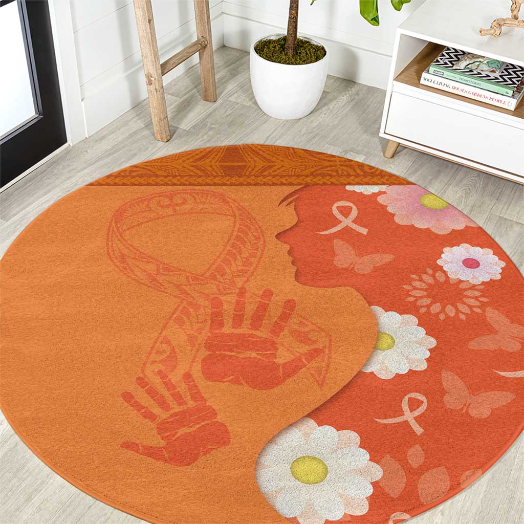 International Day for the Elimination of Violence Against Women Round Carpet Polynesian Pattern LT03 Orange - Polynesian Pride